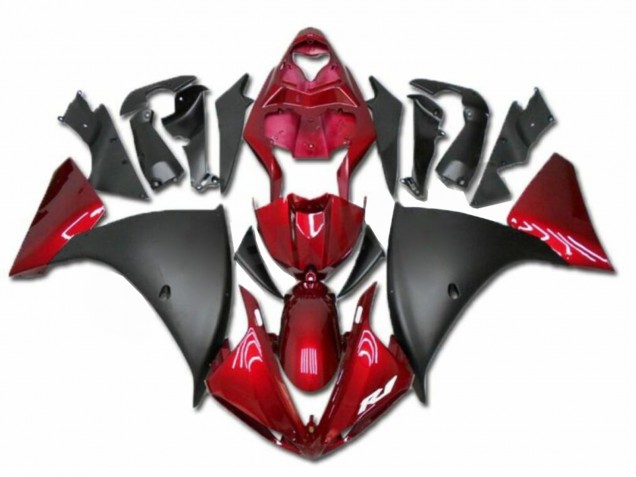 2009-2011 Yamaha YZF R1 Motorcycle Fairings - Red Matte Black Canada