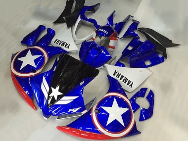 2009-2011 Yamaha YZF R1 Motorcycle Fairings - Blue White Red Black Star Captain America Canada