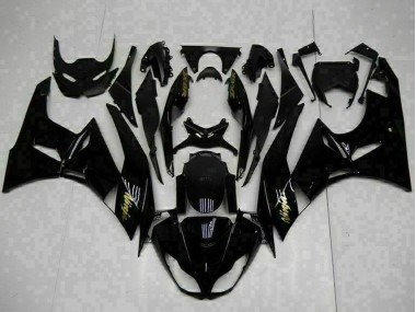 2009-2012 Kawasaki ZX6R Motorcycle Fairings - Glossy Black Gold Ninja Canada