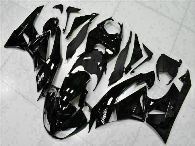 2009-2012 Kawasaki ZX6R Motorcycle Fairings - Glossy Black White Ninja Canada