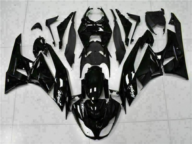 2009-2012 Kawasaki ZX6R Motorcycle Fairings - Glossy Black White Ninja Canada