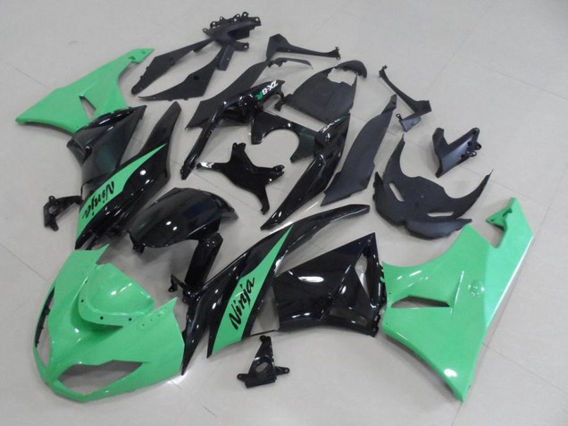 2009-2012 Kawasaki ZX6R Motorcycle Fairings - Light Green Glossy Black Canada