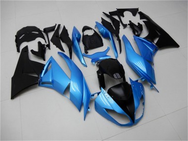 2009-2012 Kawasaki ZX6R Motorcycle Fairings - Light Blue Glossy Black Canada