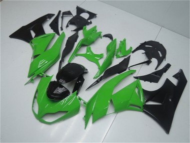 2009-2012 Kawasaki ZX6R Motorcycle Fairing Kits - Green Glossy Black Canada