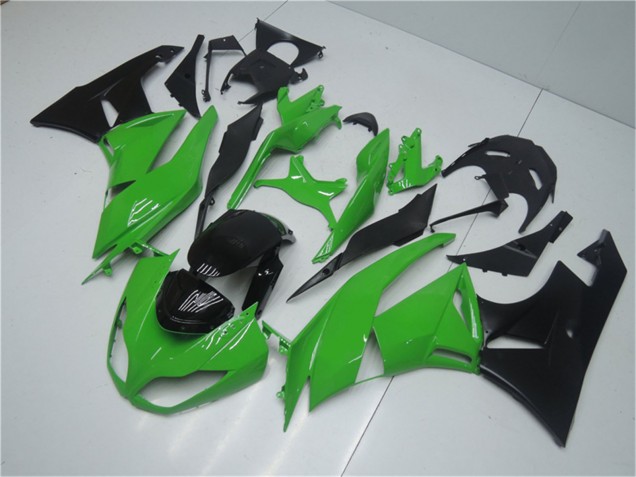 2009-2012 Kawasaki ZX6R Motorcycle Fairing Kits - Green Glossy Black Canada