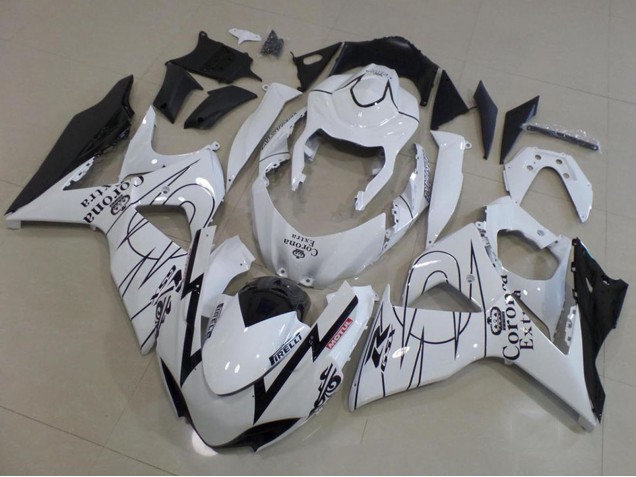2009-2016 Suzuki GSXR 1000 Motorcycle Fairings - White Black Corona Racing Canada