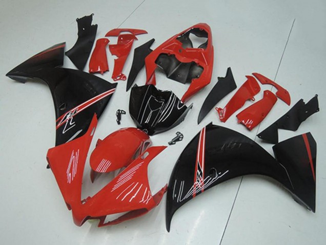 2012-2014 Yamaha YZF R1 Motorcycle Fairings - Red Glossy Black Canada