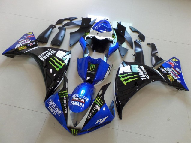 2012-2014 Yamaha YZF R1 Motorcycle Fairings - Blue White Glossy Black Green Graves Yamalube Monster Canada