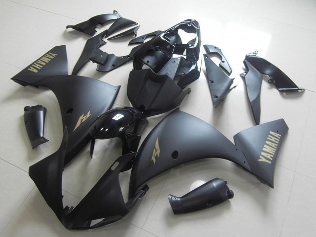 2012-2014 Yamaha YZF R1 Motorcycle Fairing - Glossy Black Matte Black Gold Decals Canada