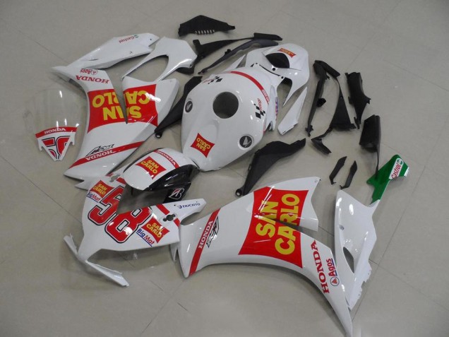 2012-2016 Honda CBR1000RR Motorcycle Fairing - White Red Yellow San Carlo Canada