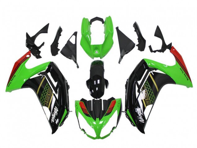 2012-2016 Kawasaki EX650 Motorcycle Fairings - Green Glossy Black Red Honeycomb Canada