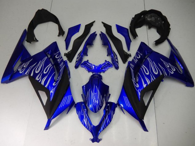 2013-2017 Kawasaki Ninja 300 EX300R Motorcycle Fairings - Blue Black White Flame Canada