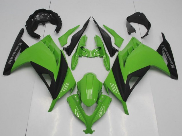 2013-2018 Kawasaki ZX300R Motorcycle Fairings - Green Matte Black OEM Style Canada