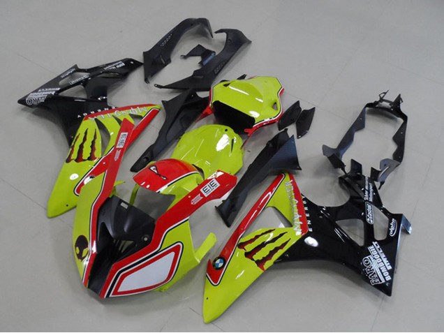 2009-2014 BMW S1000RR Motorcycle Fairings - Neon Yellow Red Glossy Black Monster Canada