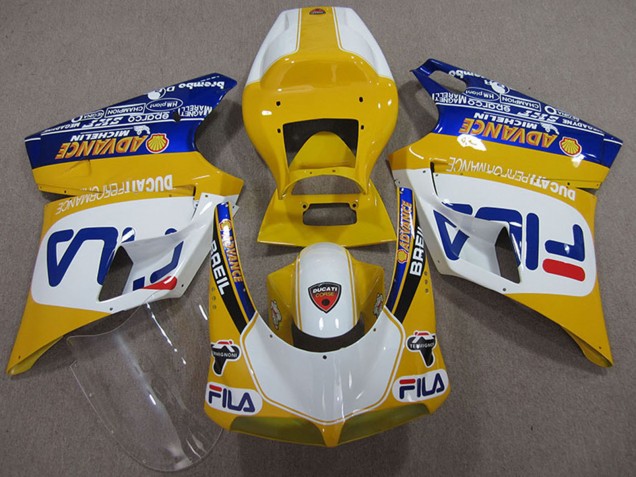 1993-2005 Ducati 748 Motorcycle Fairings - Yellow White Blue Fila Canada
