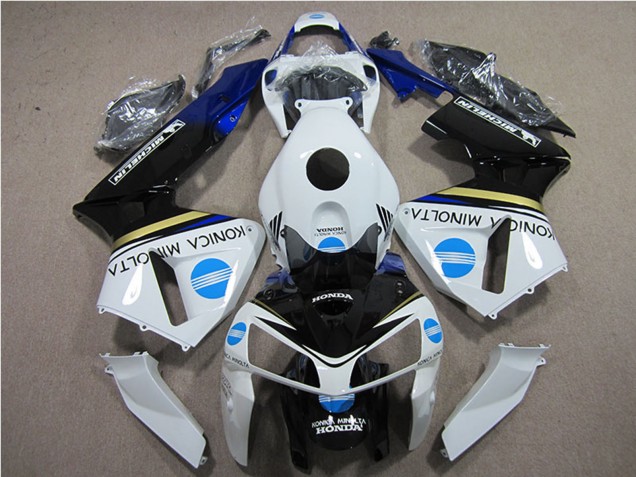 2005-2006 Honda CBR600RR Motorcycle Fairings - White Blue Yellow Glossy Black Konica Minolta Canada