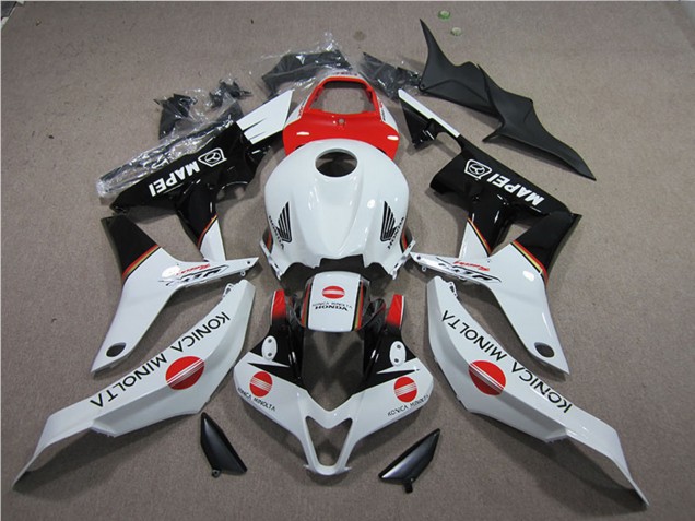 2007-2008 Honda CBR600RR Motorcycle Fairings - White Red Glossy Black Konica Minolta MAPEI Canada