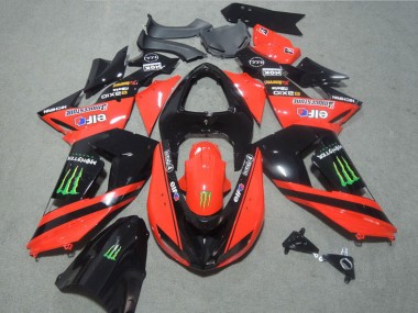 2006-2007 Kawasaki ZX10R Motorcycle Fairings - Red Glossy Black Green Elf Touch4 Monster Canada