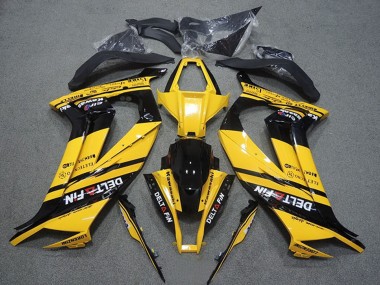 2011-2015 Kawasaki ZX10R Motorcycle Fairings - Yellow Glossy Black Delt Fin Canada