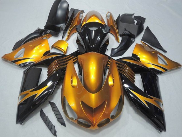 2006-2011 Kawasaki ZX14R ZZR1400 Motorcycle Fairing - Gold Glossy Black Canada