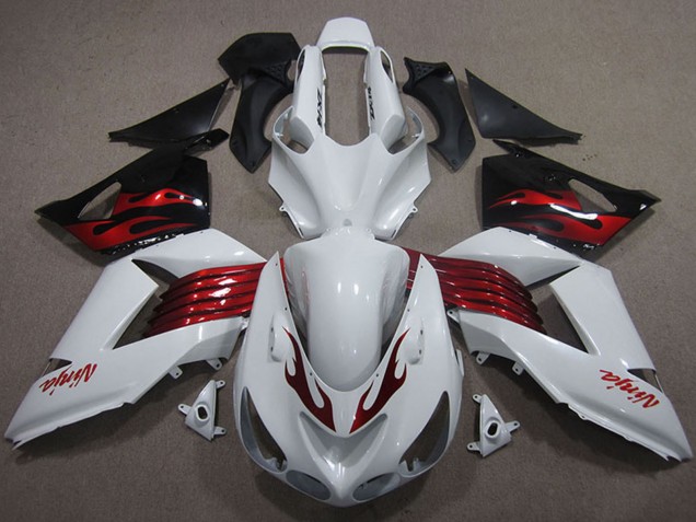 2006-2011 Kawasaki ZX14R ZZR1400 Motorcycle Fairings - White Red Black Canada