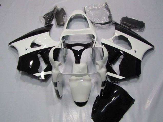 2000-2002 Kawasaki ZX6R Motorcycle Fairings - White Glossy Black Canada