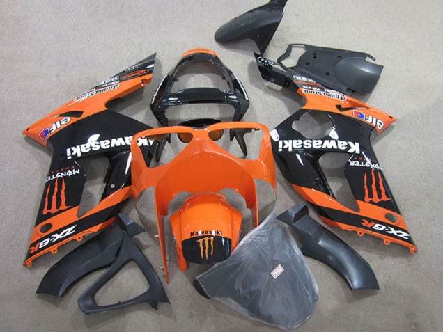 2003-2004 Kawasaki ZX6R Motorcycle Fairings - Orange Black Monster Canada