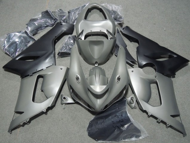 2005-2006 Kawasaki ZX6R Motorcycle Fairings - Grey Matte Black Canada