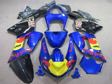 2005-2006 Kawasaki ZX6R Motorcycle Fairings - Blue Yellow Black Red Bull Canada