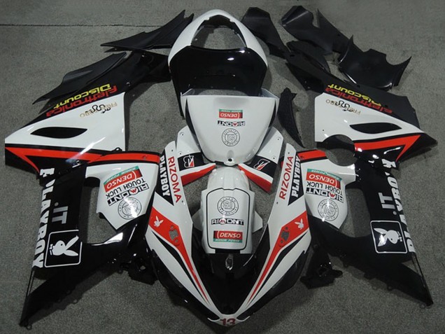 2005-2006 Kawasaki ZX6R Motorcycle Fairings - White Black Red Rizoma Playboy Canada