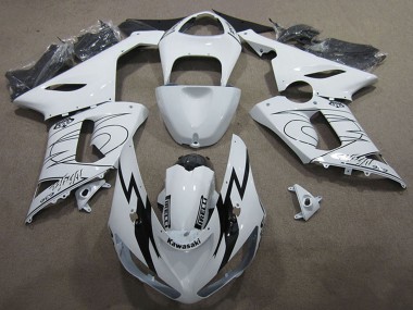 2005-2006 Kawasaki ZX6R Motorcycle Fairing Kits - White Black Canada