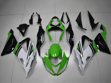 2013-2018 Kawasaki ZX6R Motorcycle Fairings - Green White Black Stripe Canada