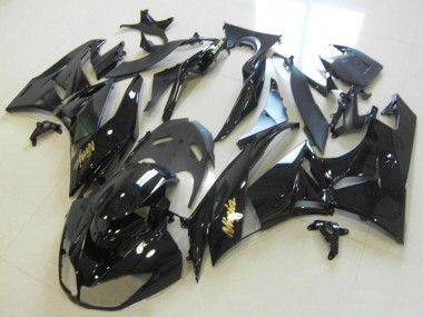2013-2018 Kawasaki ZX6R Motorcycle Fairings - Glossy Black Gold Ninja Canada