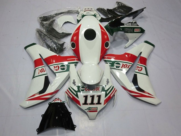 2008-2011 Honda CBR1000RR Motorcycle Fairings - White Red Green Castrol 111 Canada