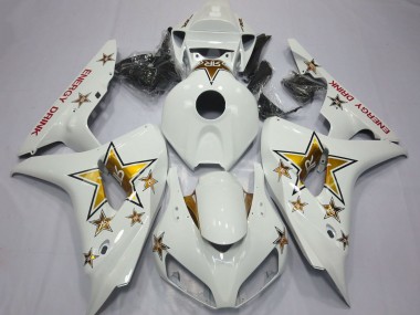 2006-2007 Honda CBR1000RR Motorcycle Fairings - White Gold Star Energy Drink Canada