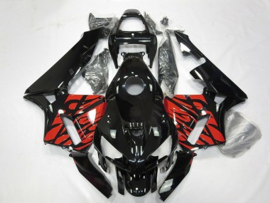2005-2006 Honda CBR600RR Motorcycle Fairings - Glossy Black and Tribal Red Canada