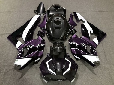2013-2023 Honda CBR600RR Motorcycle Fairings - Black Carbon Fiber White Purple Bull Canada