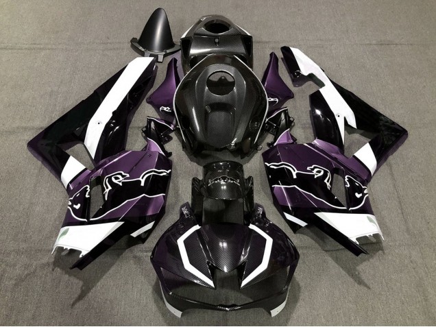 2013-2023 Honda CBR600RR Motorcycle Fairings - Black Carbon Fiber White Purple Bull Canada