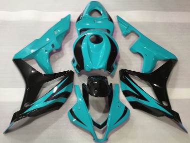 2007-2008 Honda CBR600RR Motorcycle Fairings - Cyan Blue Glossy Black OEM Style Canada