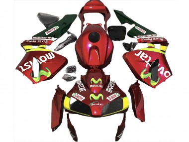 2003-2004 Honda CBR600RR Motorcycle Fairings - Red Yellow Green MoviStar Canada