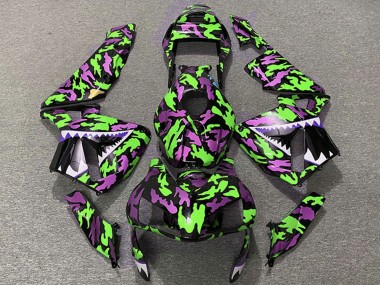 2003-2004 Honda CBR600RR Motorcycle Fairings - Green Pink Camouflage Shark Canada