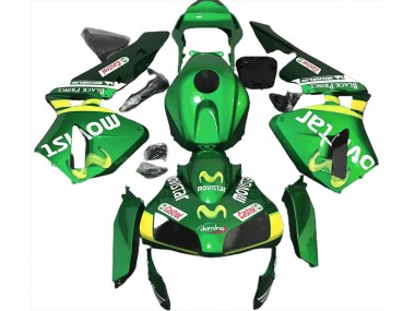 2003-2004 Honda CBR600RR Motorcycle Fairings - Green Yellow MoviStar Canada