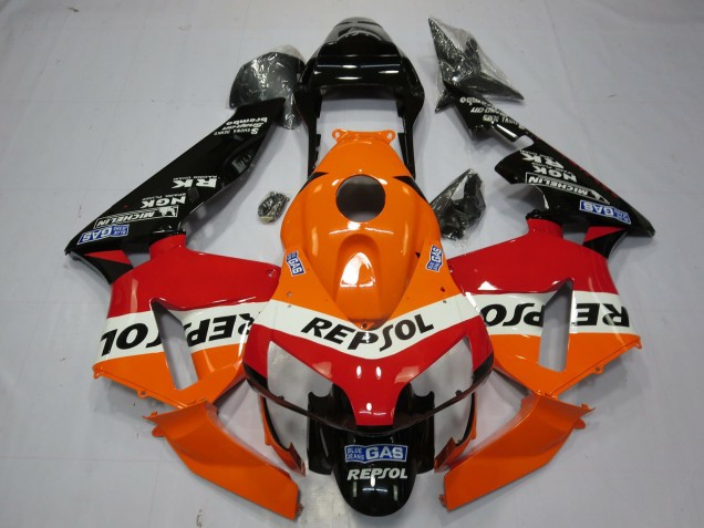 2003-2004 Honda CBR600RR Motorcycle Fairings - Orange White Red Glossy Black OEM Style Repsol Canada