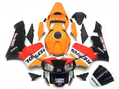 2003-2004 Honda CBR600RR Motorcycle Fairings - Orange White Red Glossy Black One Heart Repsol Canada