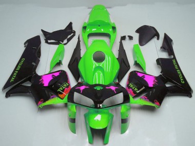 2005-2006 Honda CBR600RR Motorcycle Fairings - Pink Splatter on Green Canada