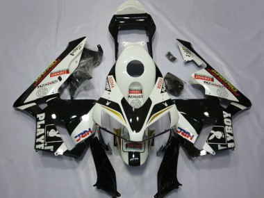 2003-2004 Honda CBR600RR Motorcycle Fairings - White Yellow Glossy Black HRC Playboy Canada