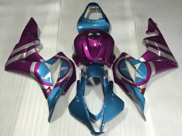 2007-2008 Honda CBR600RR Motorcycle Fairings - Purple Light Blue Captain America Canada