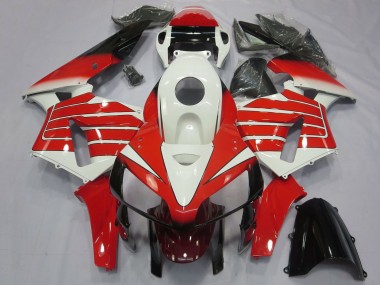 2005-2006 Honda CBR600RR Motorcycle Fairings - White Red Black Large Stripe Canada