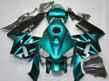 2005-2006 Honda CBR600RR Motorcycle Fairings - Teal Glossy Black Design Canada