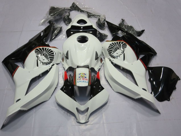 2009-2012 Honda CBR600RR Motorcycle Fairings - White Glossy Black Tie Dye Canada